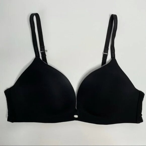 Calvin Klein Naked Glamour Wirefree Shaping Contour Bra 36C Black F3319 Padded - Picture 1 of 7